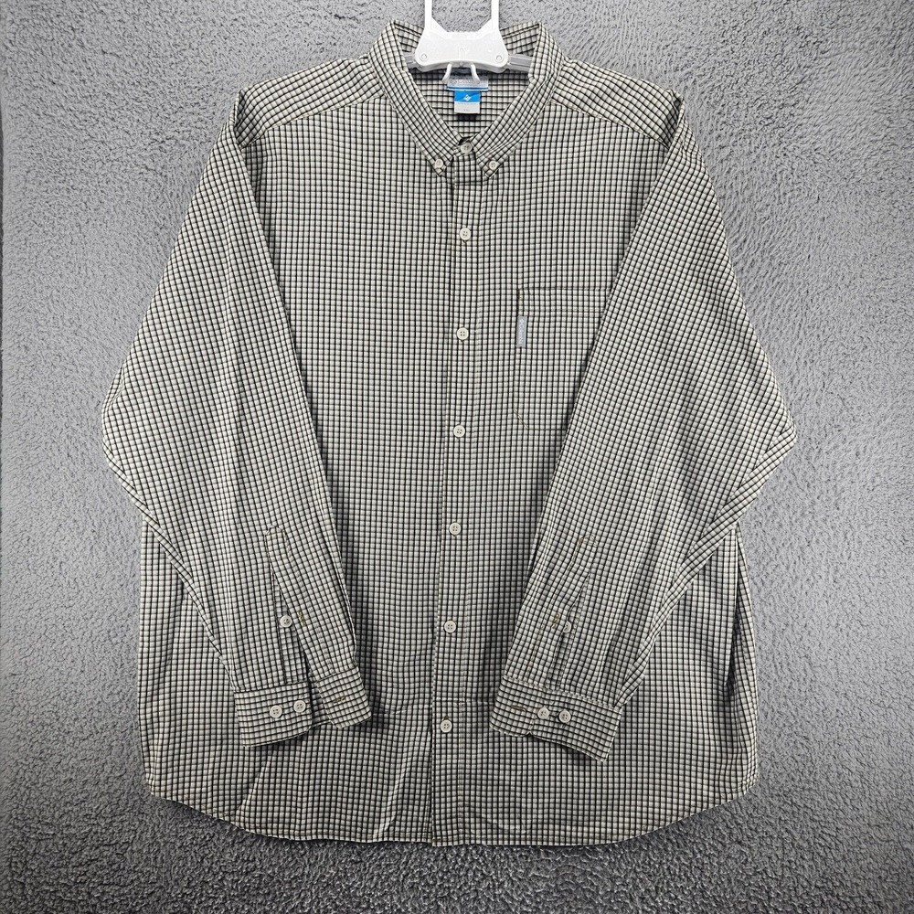 Columbia Men's Shirt XXL Black Brown Plaid Long Sleeve Size XXL 2XL